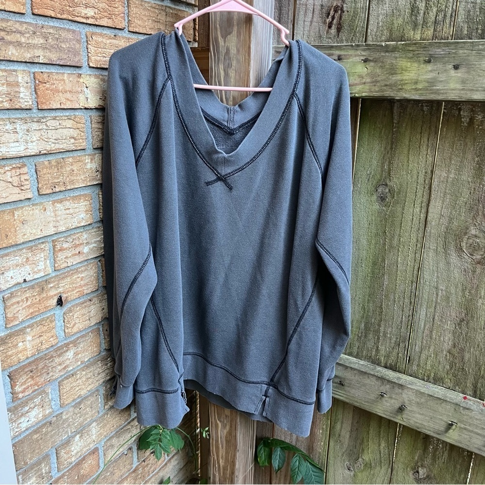 Aerie Charcoal Oversized V-Neck Sweater